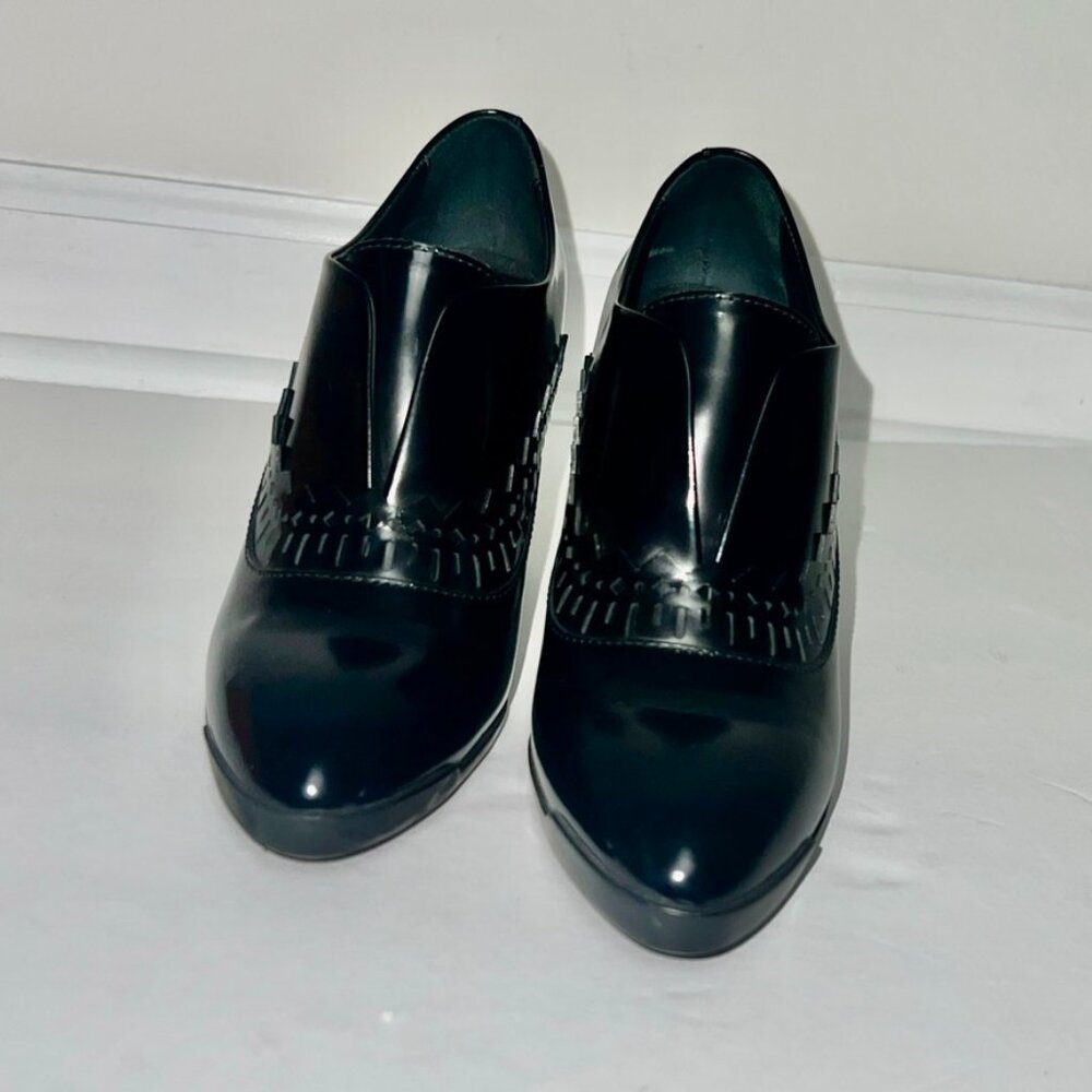 TOD"S Women EU 34M US 4 Platform Block Heel Pumps Booties Black Leather